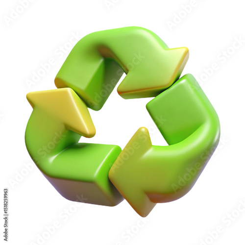 3d green recycle arrows symbol isolated on a white background