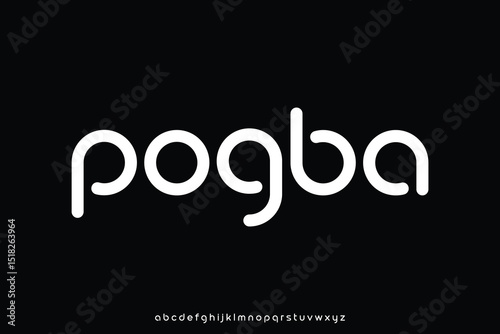 Modern unique rounded sans serif alphabet display font vector illustration