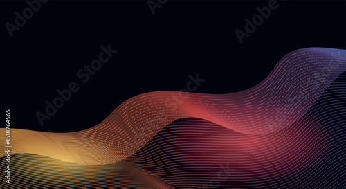 Abstract flowing lines background on dark