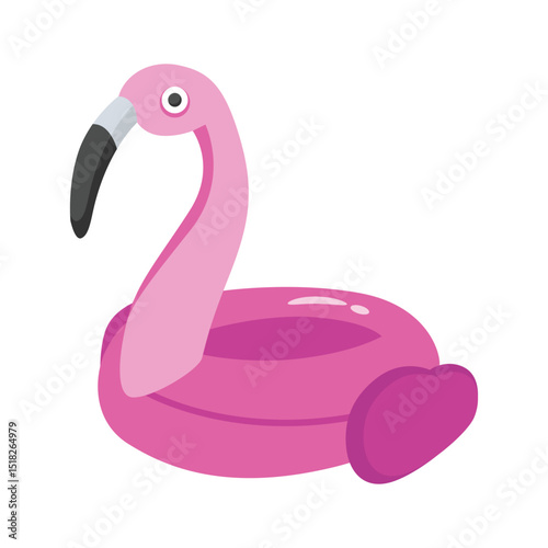 Trendy 2d icon of inflatable flamingo floating
