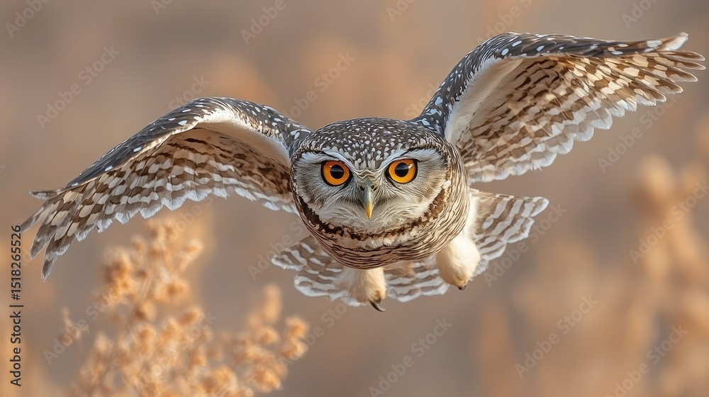 Obraz premium Detailed close-up of an owl in flight.