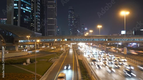 Busy Night Traffic Jam at City