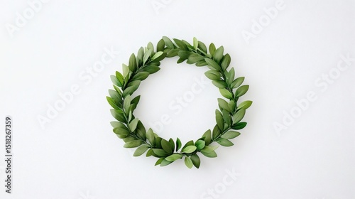 Green Leaf Wreath Frame, Number Zero, Minimalist