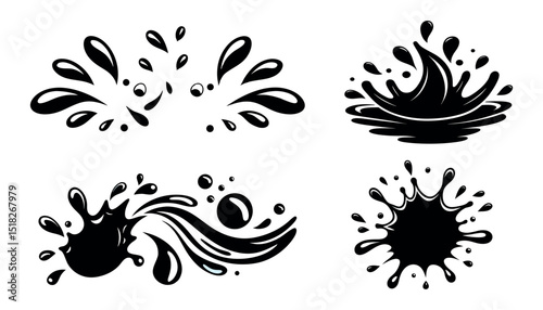 Splashing Water of Vector Illustration on White Background
