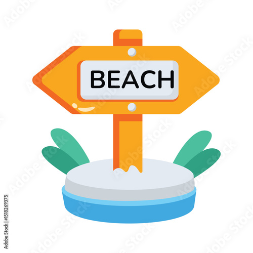 Trendy 2d icon of decorative beach board