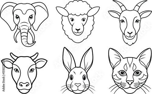 set of animals face 
