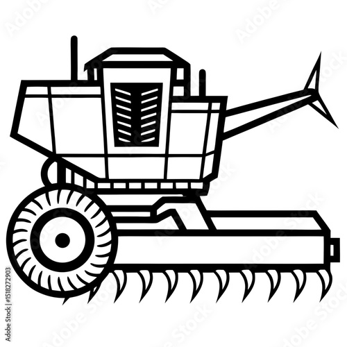 Steampunk Combine Harvester Vector on White