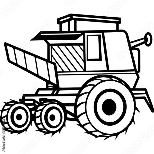 Steampunk Combine Harvester Vector on White