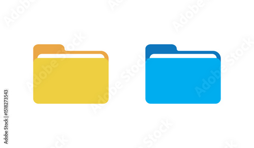 Folder icon vector set. Desktop black and yellow folder icon. Office document folder vector symbol. Empty file thin line sign. Archives files pictogram set.