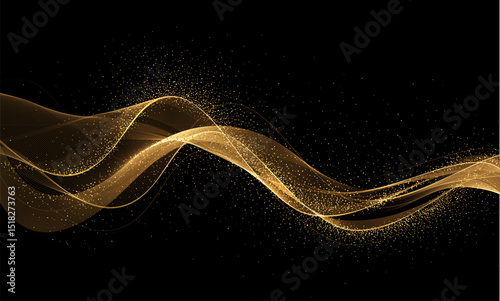 Abstract shiny color gold wave design element