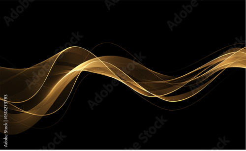 Abstract shiny color gold wave design element