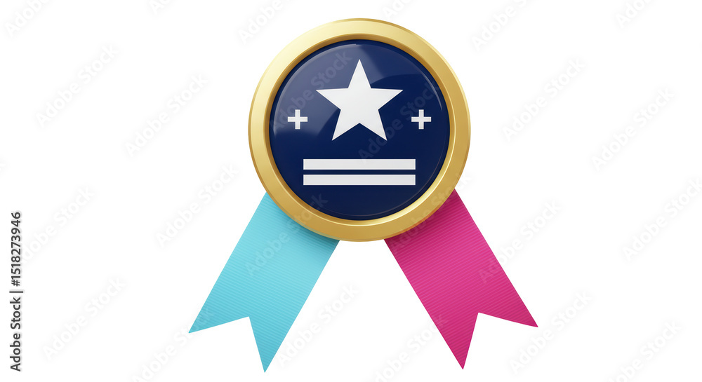 Isolated Award Badge with Ribbons Isolated Award Badge with Ribbons