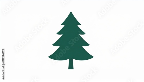 Simple Dark Green Silhouette Tree Illustration