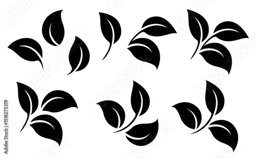 Leaves icons vector eco set on white