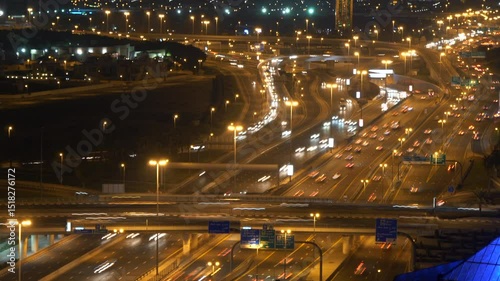 Panoramic Urban City Road during Night