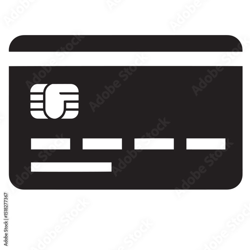 Black and white image of a credit card with EMV chip stripe and other markings