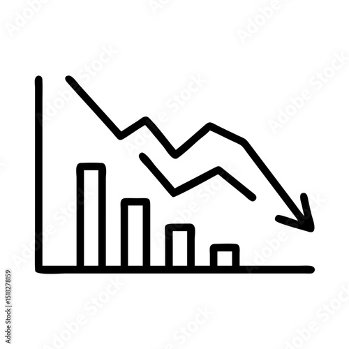 A graph showing a downward trend, signifying decline and loss. The graph illustrates a decrease with a downward arrow
