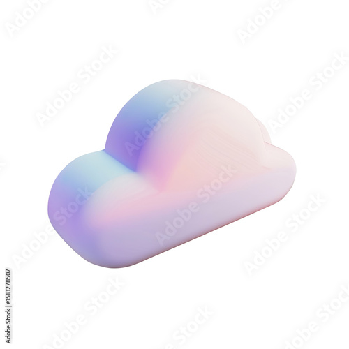 Abstract 3D Pastel Cloud Shapes on a Transparent Background