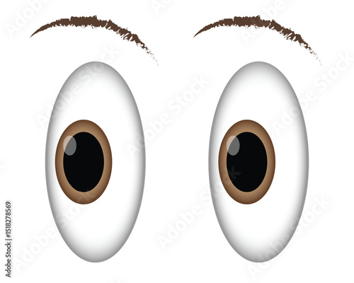 Big Eyes Staring Emoji Icon – Shocking Cartoon Expression Vector Isolated on Transparent Background