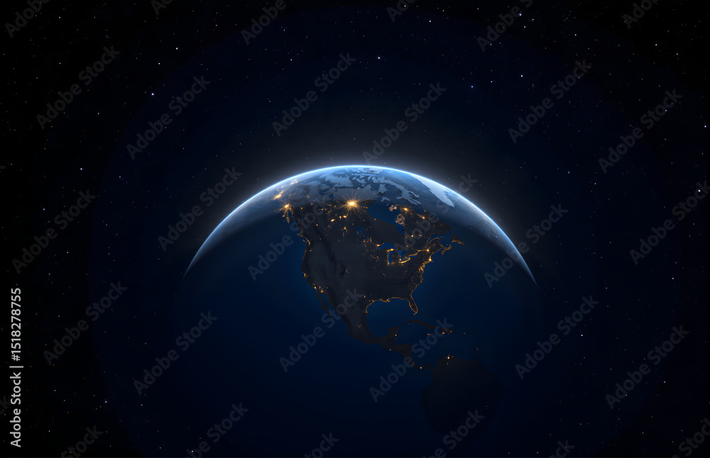 Fototapeta premium Earth Night View from Space