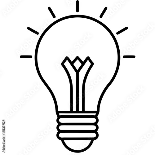 Minimalist LED Light Bulb Icons – Vector on White Background