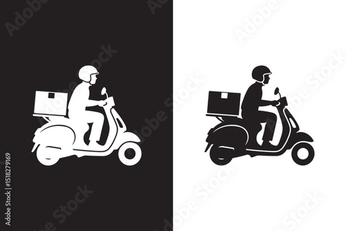 Scooter Delivery Rider Silhouette