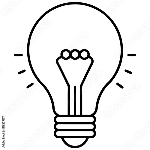 Minimalist LED Light Bulb Icons – Vector on White Background