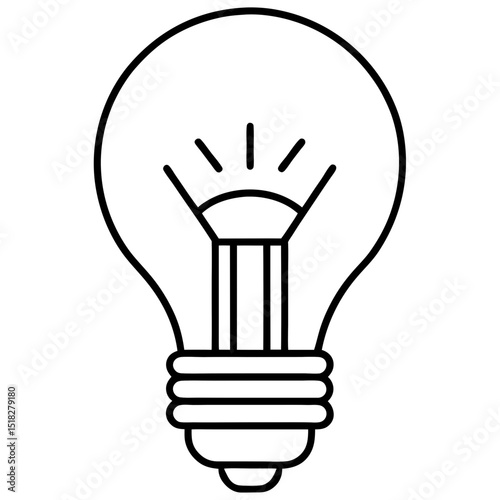 Minimalist LED Light Bulb Icons – Vector on White Background