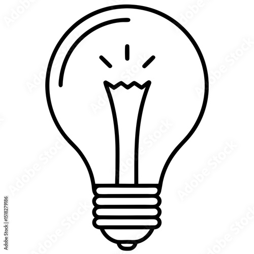 Minimalist LED Light Bulb Icons – Vector on White Background