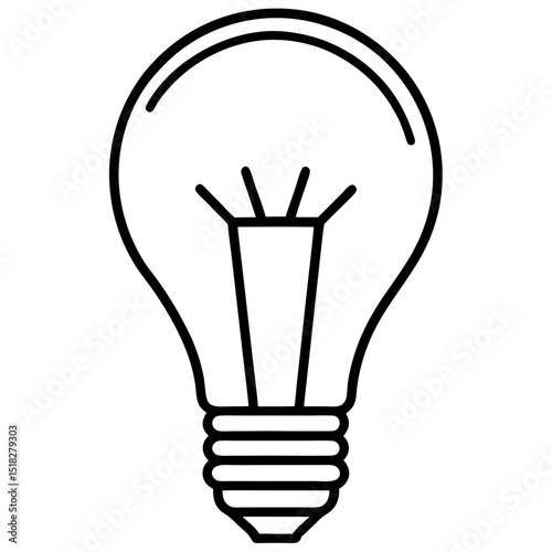 Minimalist LED Light Bulb Icons – Vector on White Background