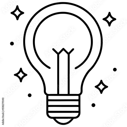 Minimalist LED Light Bulb Icons – Vector on White Background