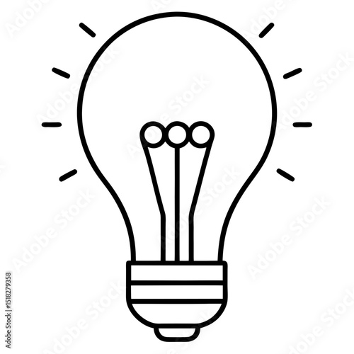 Minimalist LED Light Bulb Icons – Vector on White Background