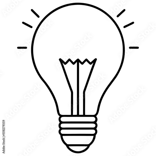 Minimalist LED Light Bulb Icons – Vector on White Background