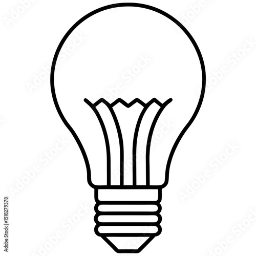 Minimalist LED Light Bulb Icons – Vector on White Background