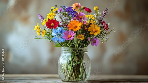 Wallpaper Mural A vibrant bouquet of wildflowers bursting with life and color a simple joy captured in a glass vase in soft diffused Torontodigital.ca