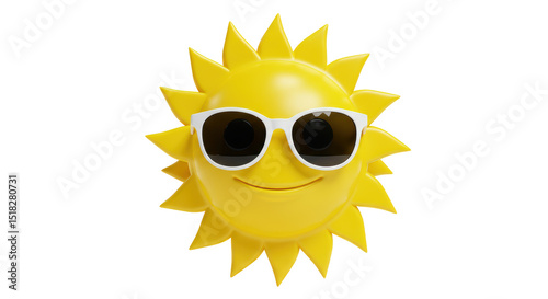 Isolated Smiling Sun with Sunglasses