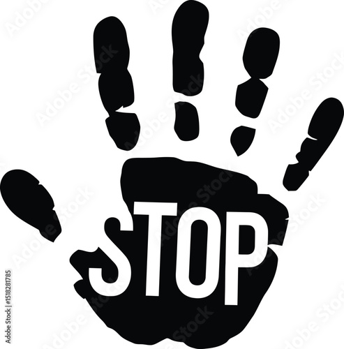 Stop Handprint Protest Symbol Design