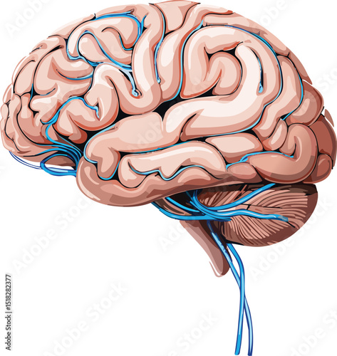 AI Brain Talking in Speech Bubble – Digital Neural Network Vector Illustration