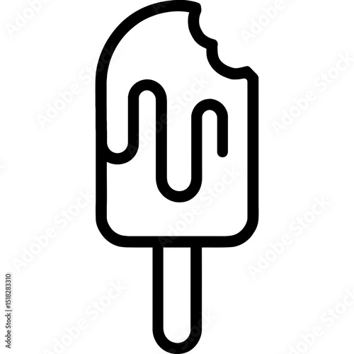 Minimalist popsicle icon with bite and drips