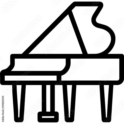 Minimalist grand piano outline icon