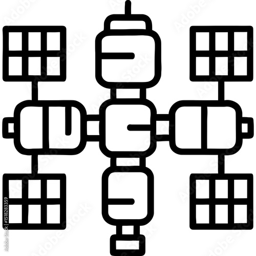 Minimalist space station vector icon