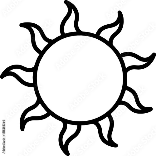 Minimalist sun icon with solar flares