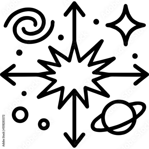 Vector icon of expanding universe concept