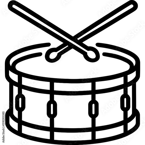 Vector icon of a snare drum in outline