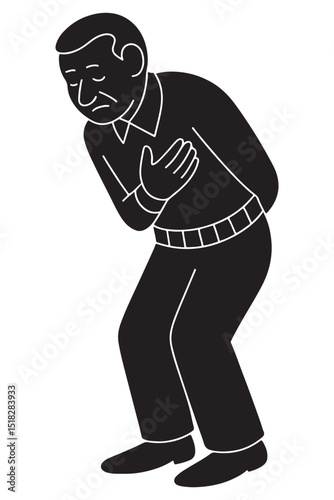 Silhouette of a man leaning slightly forward in silent reflection, giving respect
