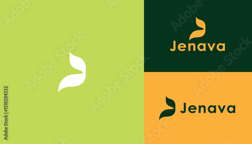 Modern Minimalist Leaf Logo Design Jenava Brand Identity