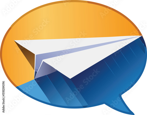 Chat Bubble Morphing into Paper Airplane – Idea Spreading Communication Concept