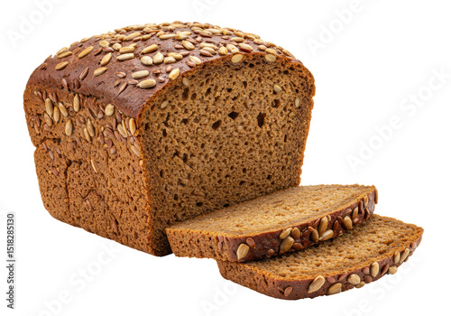 Quadro su tela Isolated Sliced Loaf of Dark Sunflower Seed Bread