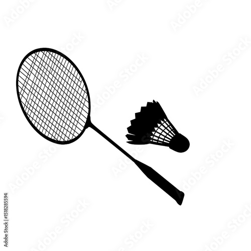 Badminton Racket and Shuttlecock - Sports Equipment for Recreation, Fitness and Tournament Graphics