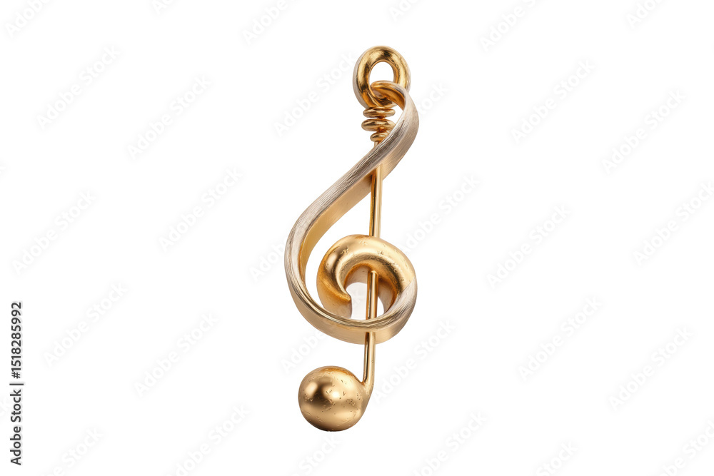 Obraz premium PNG Elegant gold treble clef pendant on black background